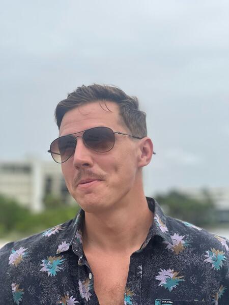 Client outdoors, fresh taper