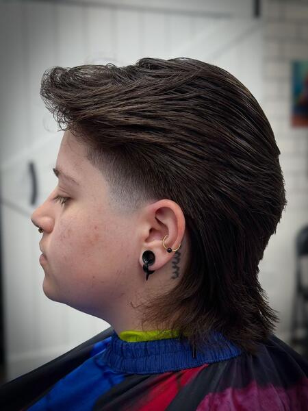 Modern mullet with shaved sides