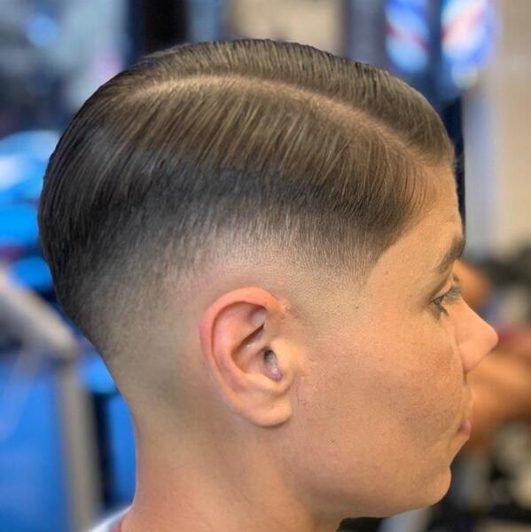 Kid's hard part comb-over