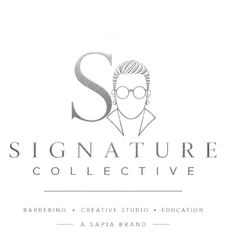 The Signature Collective, a Sapia brand. Barbering, creative studio, and education.